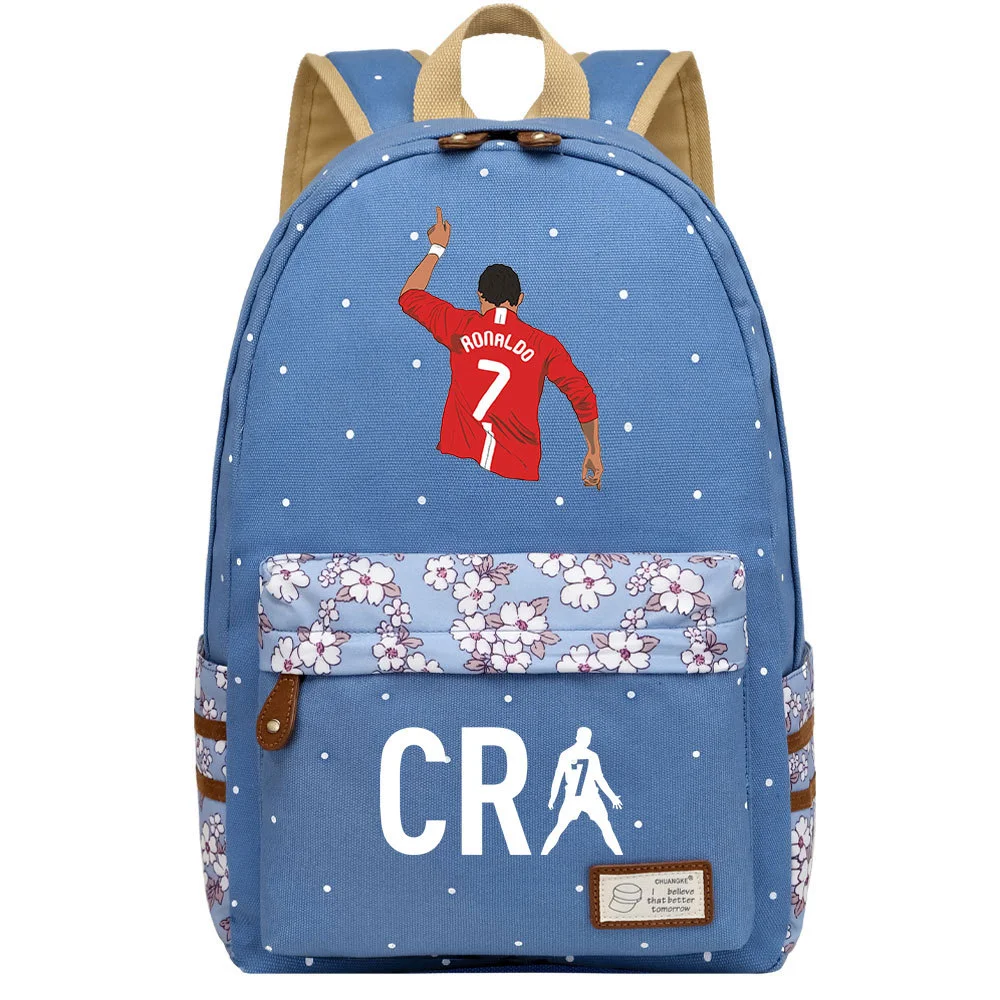 Buzzdaisy Cristiano Ronaldo Backpack - Stylish & Spacious Schoolbag with Double Side Pockets for Leisure Travel