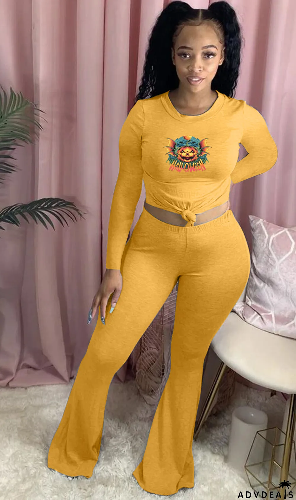 Fashion Crew Neck Print Casual Suit