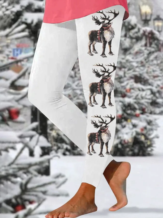 Women's Reindeer Christmas Print Leggings