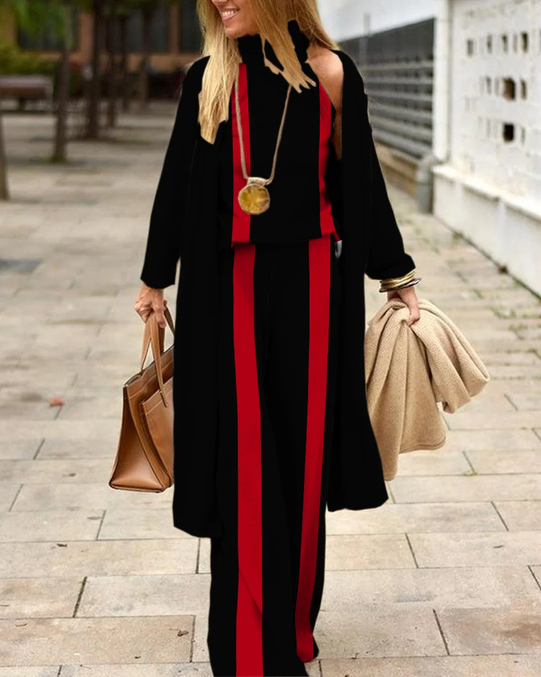 Herringbone Sweater Three-Piece Suit 5e5c