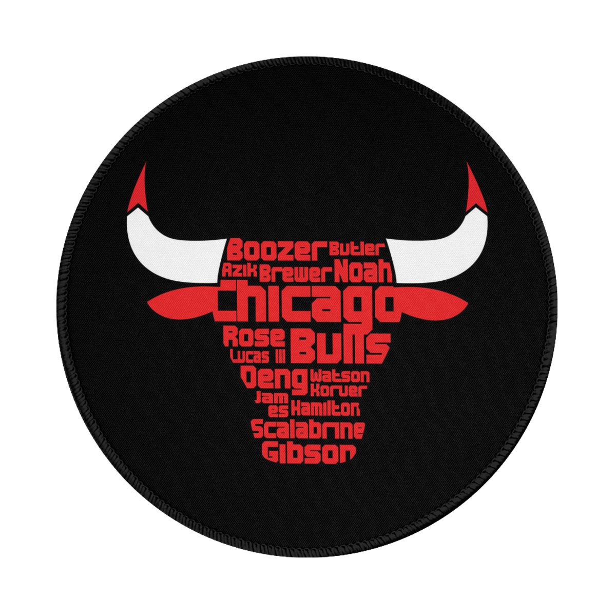 Chicago Bulls Players Text Logo Waterproof Round Mouse Pad for Wireless Mouse