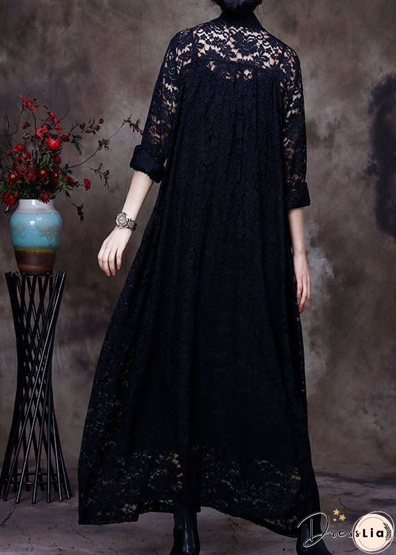 Plus Size Black V-Neck Lace Party Dress Spring (Limited Stock)