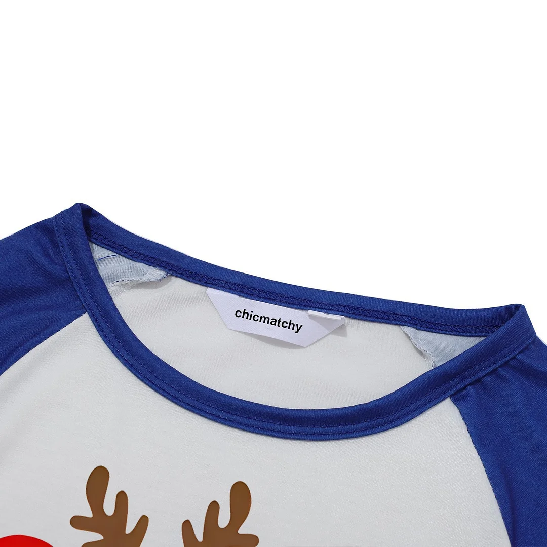 "2024 Family Christmas" Moose Letter Prints Blue & Black Plaid Family Matching White Pajamas With Dog