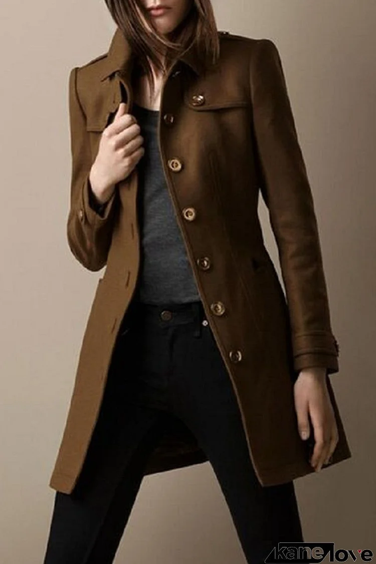 Elegant Solid Patchwork Turndown Collar Outerwear