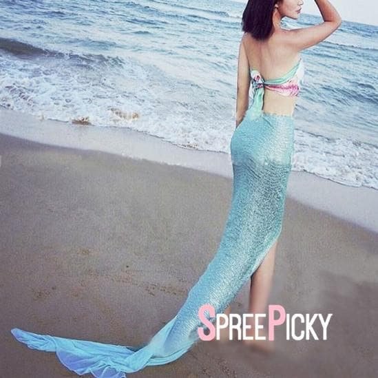 Blue Elegant Mermaid Long Beach Skirt SP179216