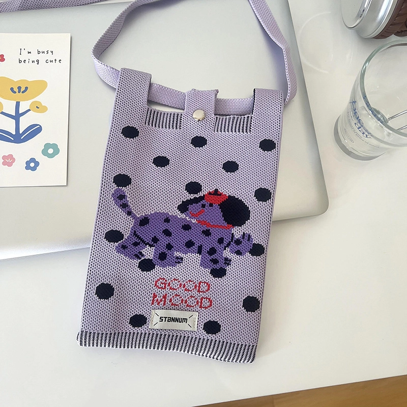 Women’s Polyester Printing Animal Color Block Cute Square Buckle Shoulder Bag Phone Wallets