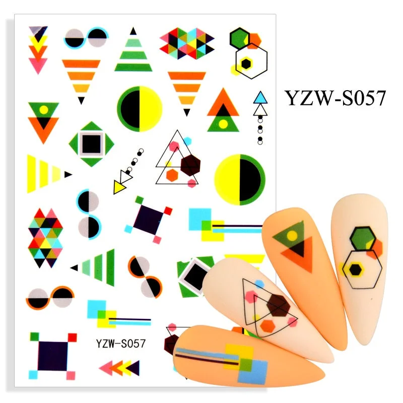 Sexy Lady Shaped Fashion Nail Sticker Geometric Abstract Line Nails Inspired Decals Art 3D Adhesive Sliders Manicure Accessory-Nail Inspo