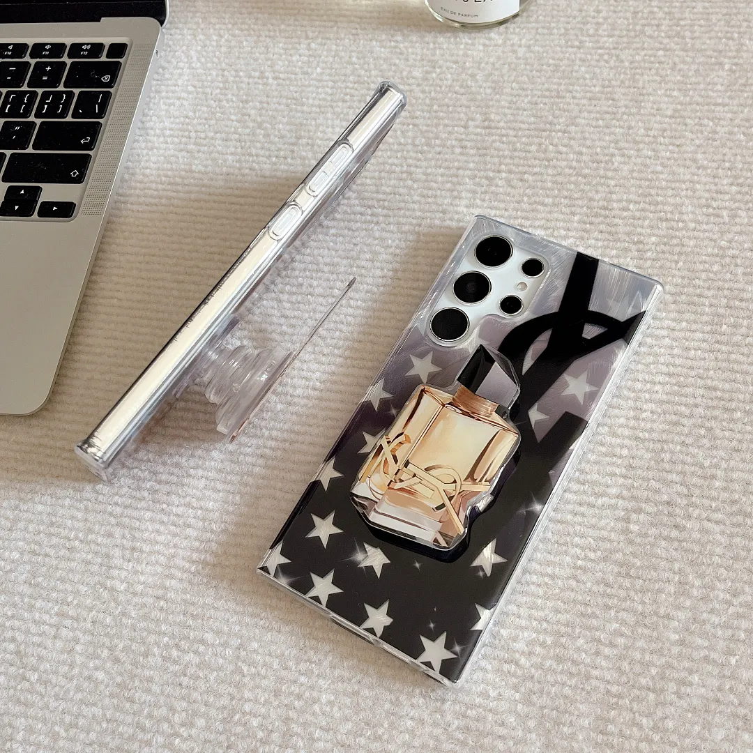 Chanel Luxury Monogram Logo Airbag Stand Samsung Galaxy S Series Phone Case