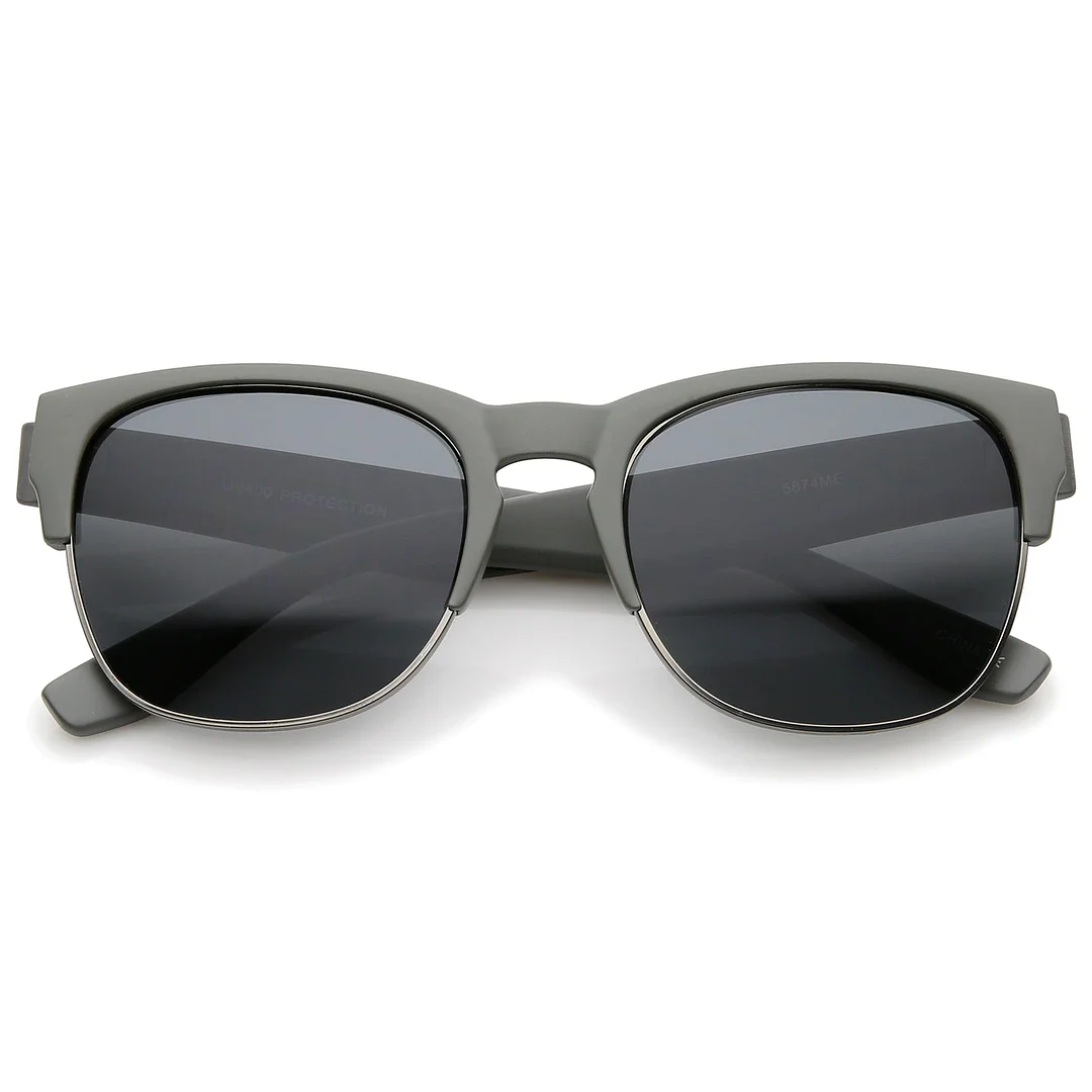 Contemporary Wide Temple Keyhole Nose Bridge Half-Frame glasses 54mm