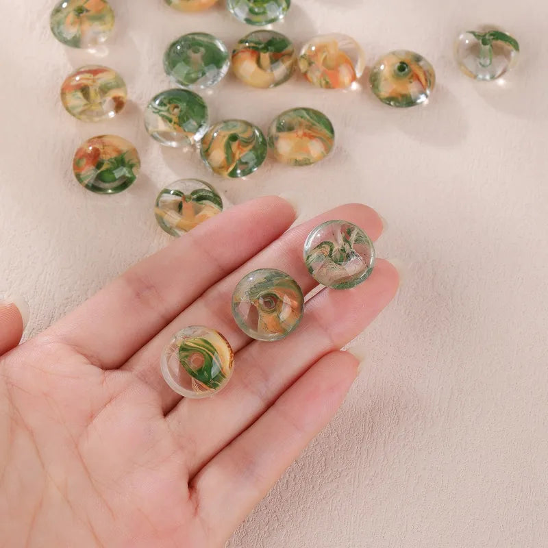 10 PCS/Package Hole 1~1.9mm Glass Round Water Droplets Rhombus Pendant Beads
