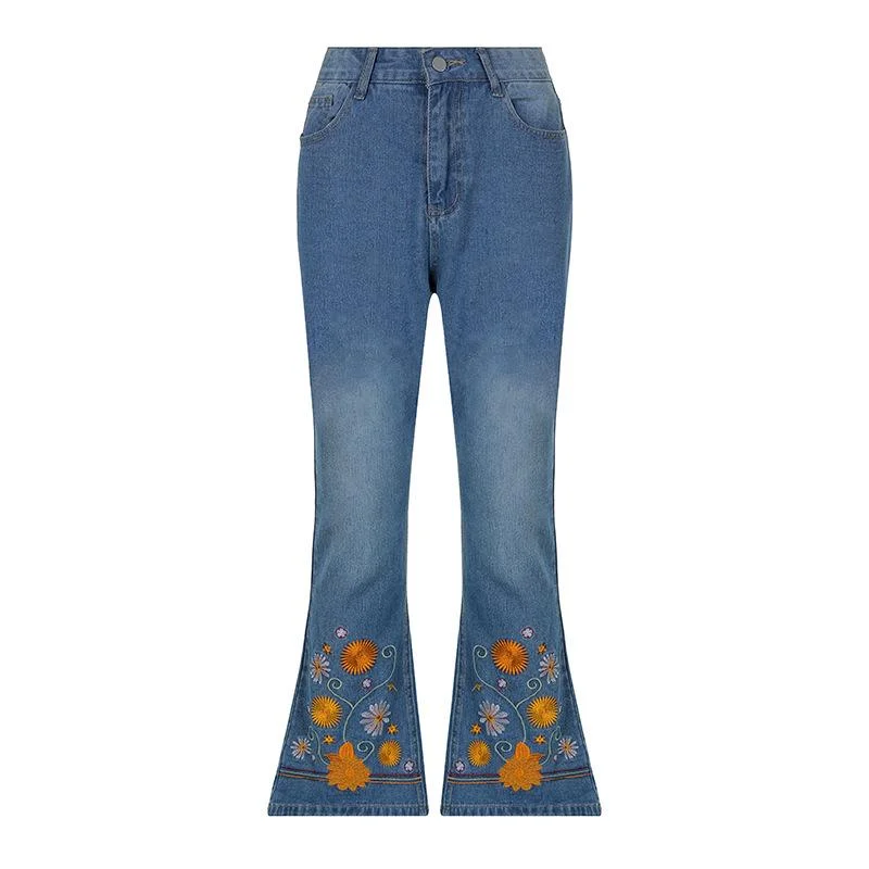 High waist printing jeans
