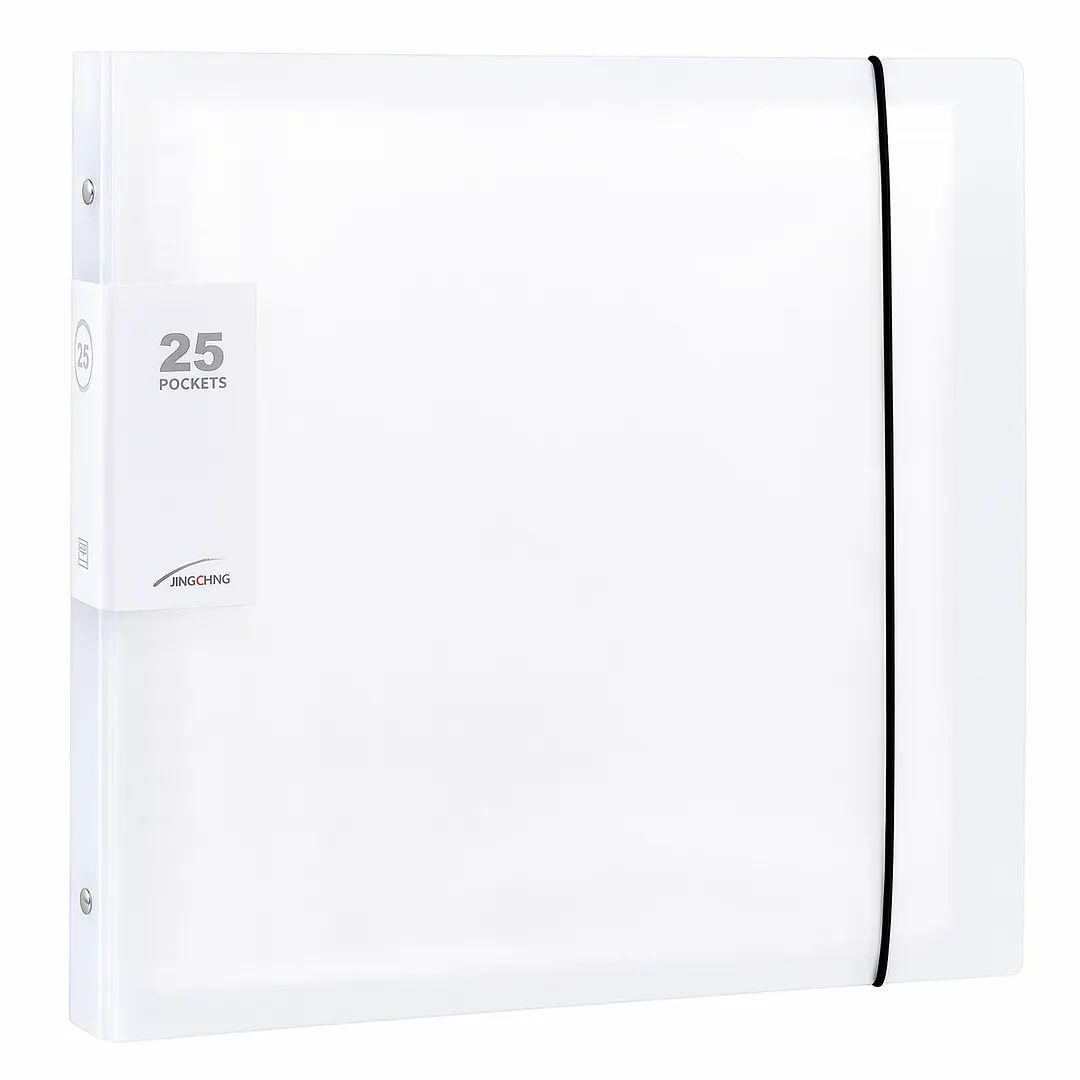 Ring Binder File Folder with Snap Button&50Pcs Inner Pages Transparent Refillable Organizer Waterproof Loose Leaf Sheet Protector for Enhanced Document Organization