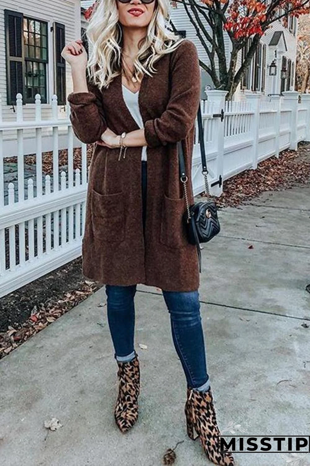 Pocket Knitting Long Coat