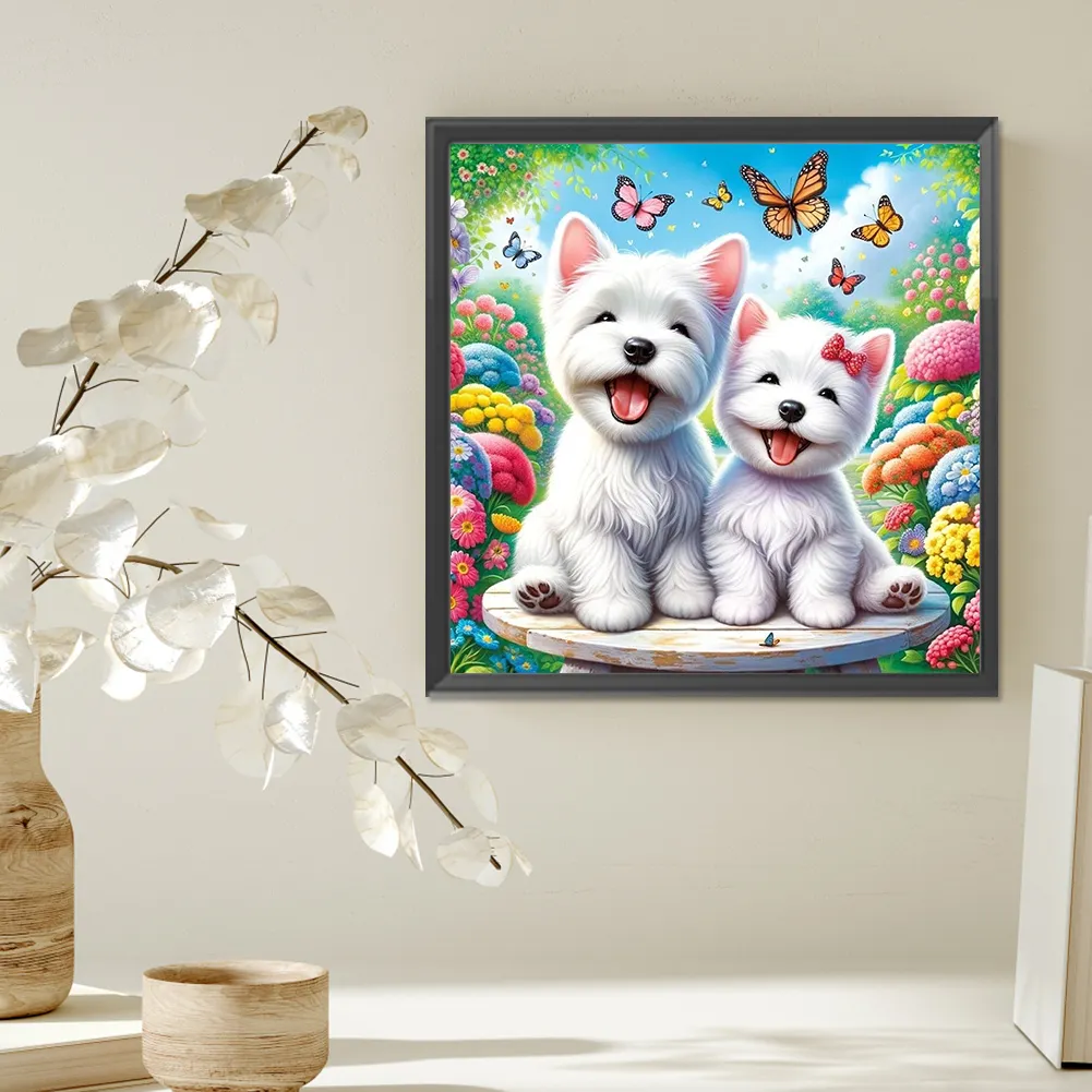 Partial AB Diamond Painting - Full Round Drill - Happy Dogs(Canvas|35*35cm)