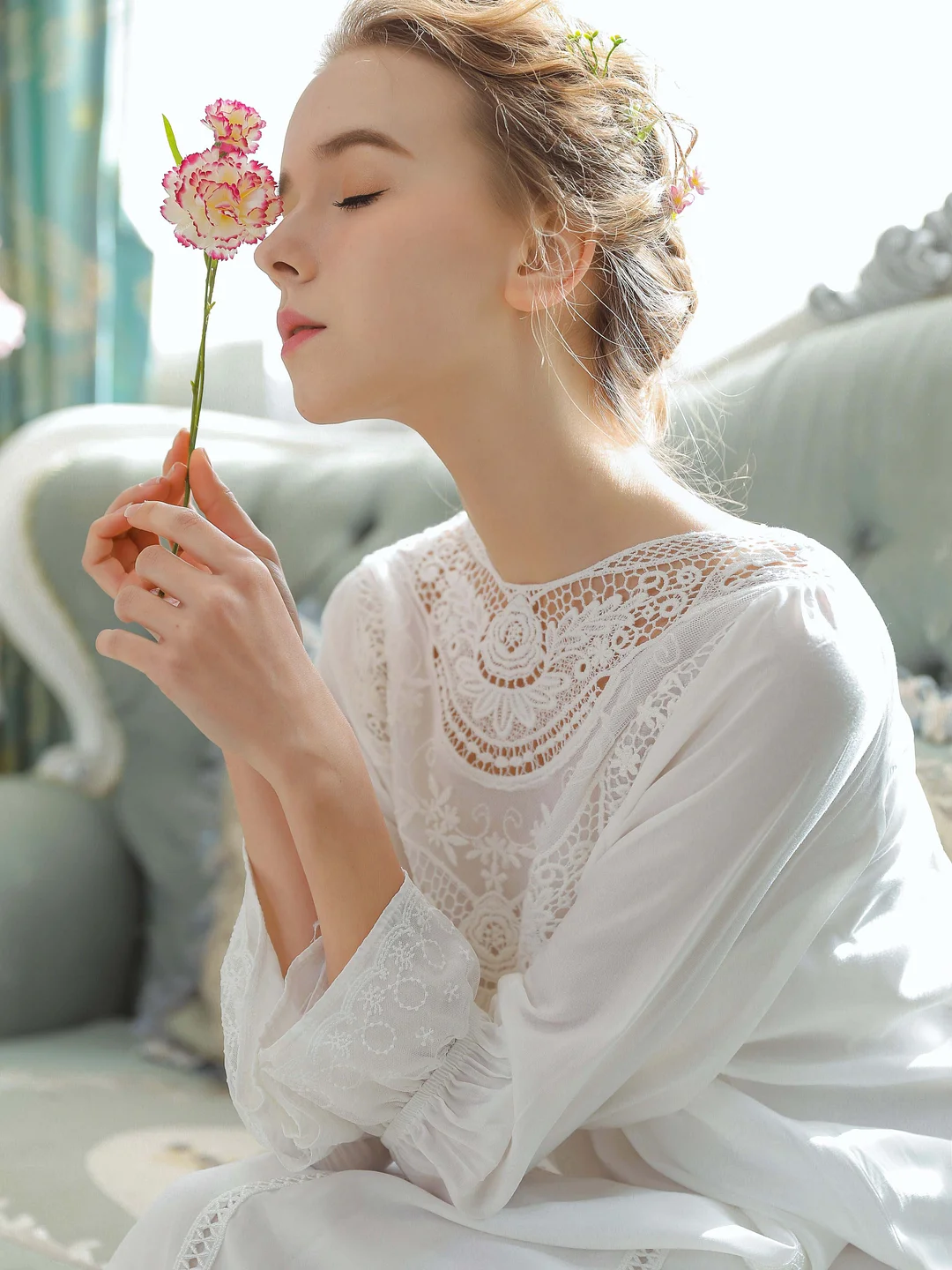 Long Dress Sweet Loose Plus Size One-piece Vintage Nightgown
