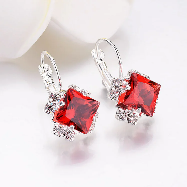 Casual Red Rhinestones Crystal Earrings  Flycurvy [product_label]