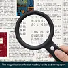 Handheld Magnifying Glass with LED Light & 3 Brightness Levels Illuminated Book Magnifier USB Rechargeable for Senior Reading Coin Stamps Inspection Gift (Black)