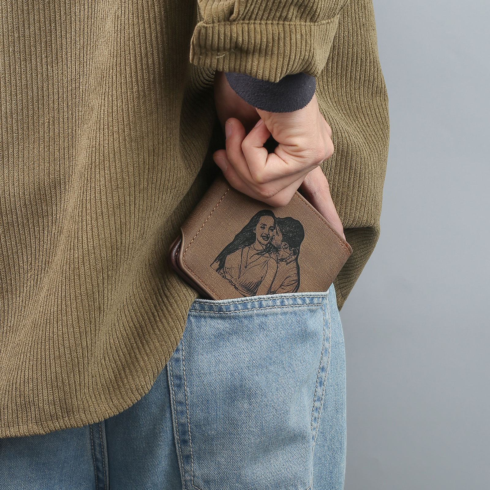 Portefeuille Classique 1 Prénom et Lettre Personnalisés avec Photo Porte-Monnaie Carte