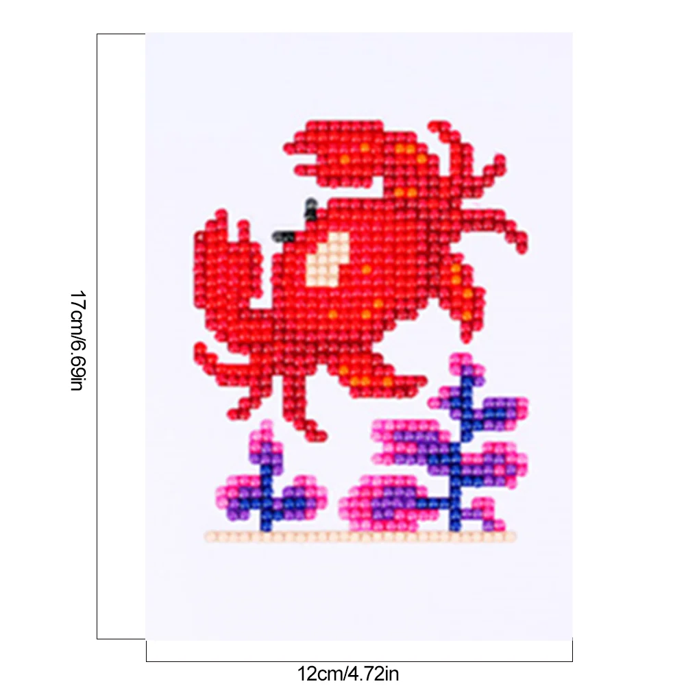 8pcs Marine Animal DIY Mini Partial Round Diamond Painting Set Desktop Decor No Frame(12*17cm)