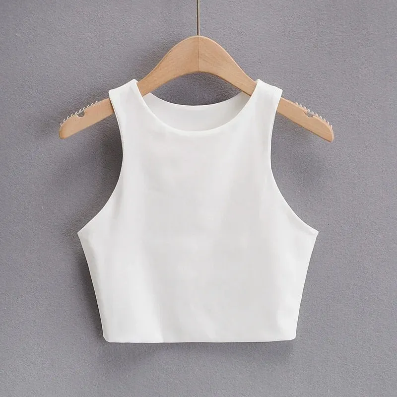 2022 Summer Fashion Women Sexy Slim Tops O-neck Sleeveless Double Nylon Ladies Good Quality Tank Tops 6 Colors