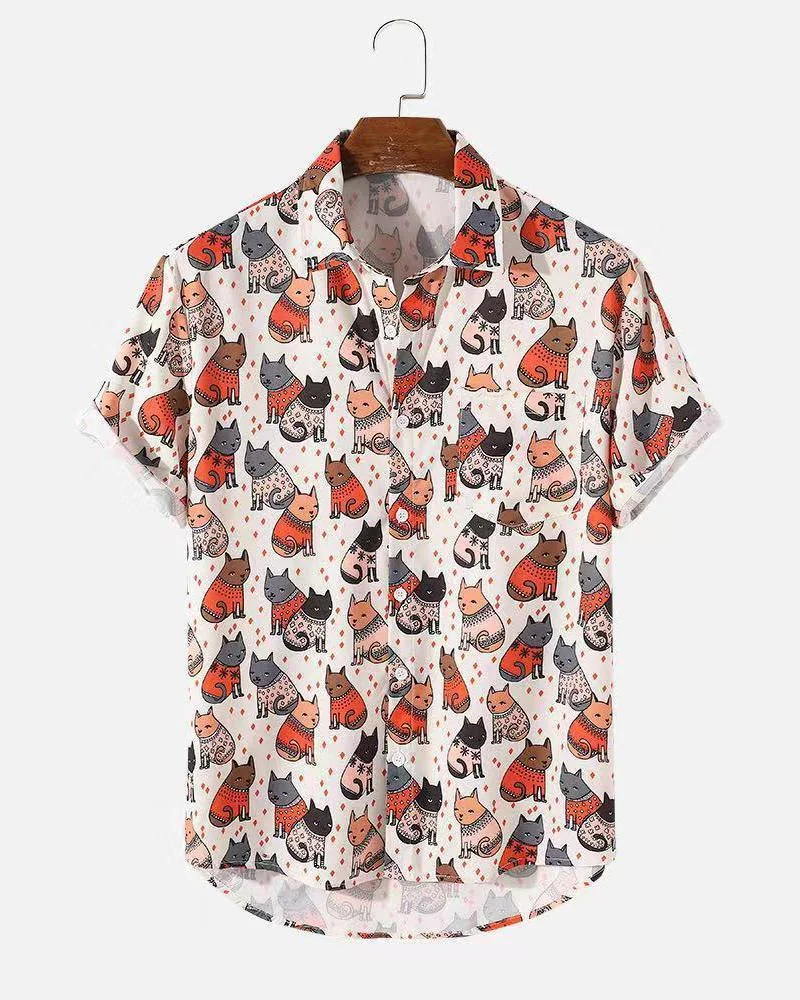 Print Holiday Animal Short-Sleeved Shirt