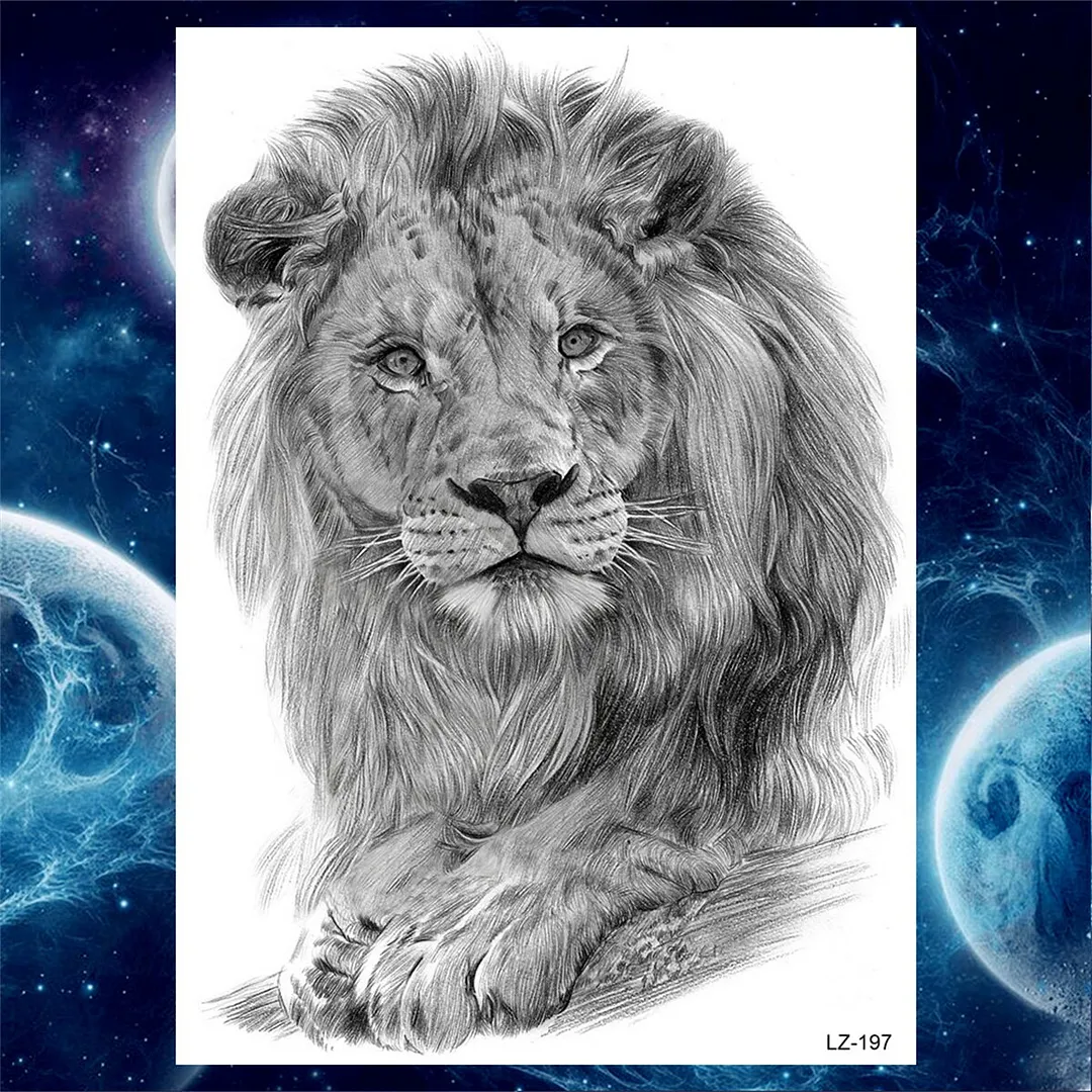 Sdrawing Anchor Skull Temporary Tattoos For Women Men Adult Pirate Black Skeleton Tattoo Sticker Fake Wolf Lion Tiger Tatoos Back