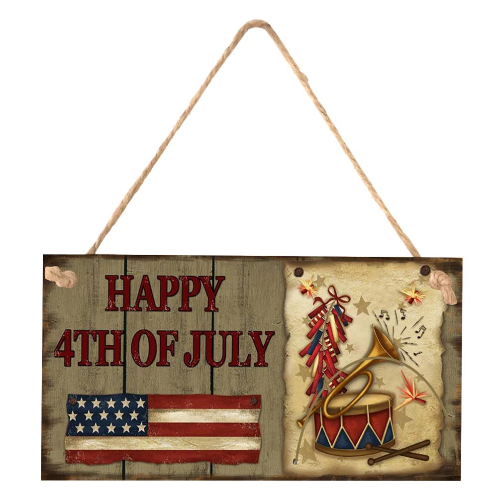 

Retro Wooden Rectangle Hanging Sign Board Wall Door Independence Day Decor, 501 Original