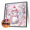 Winter Pink Snowman-Full Round Diamond Painting 30*30CM