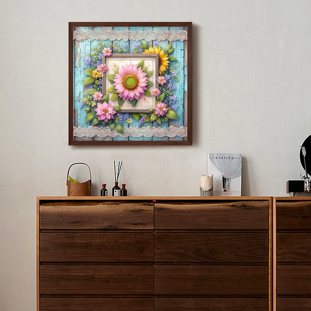 Diamond Painting - Full Round Drill - Pink Sunflower(Canvas|30*30cm)