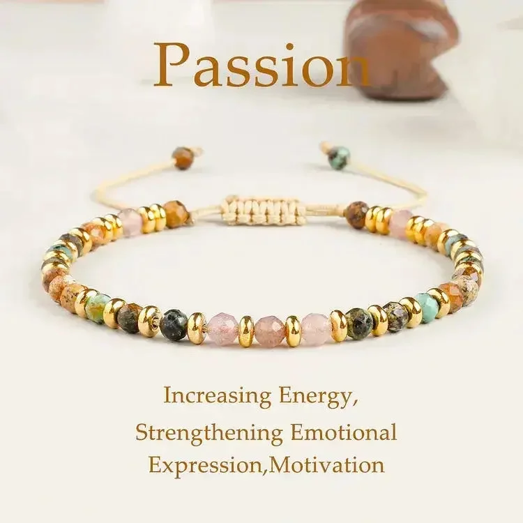 Handmade Braided Bracelet with Strawberry Quartz Faceted beads