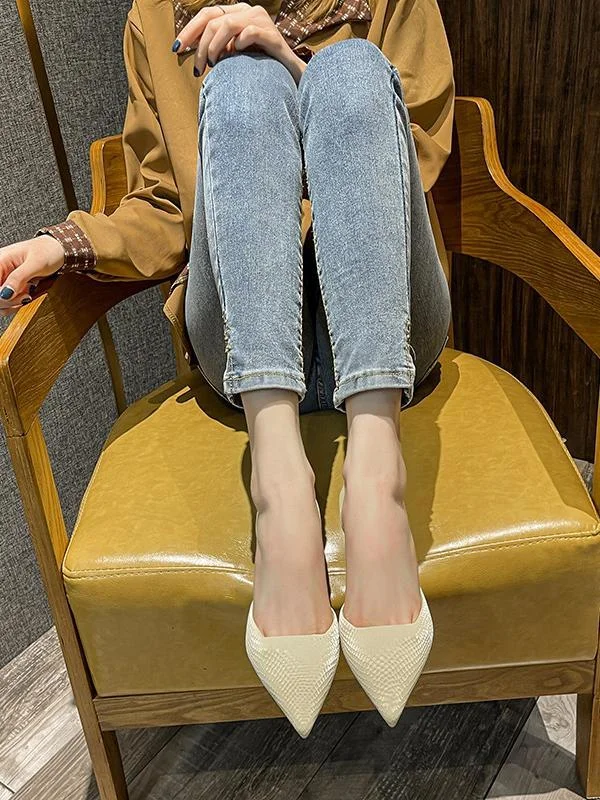 Fashion side-side sexy high-heeled solid color pointed toe shoes