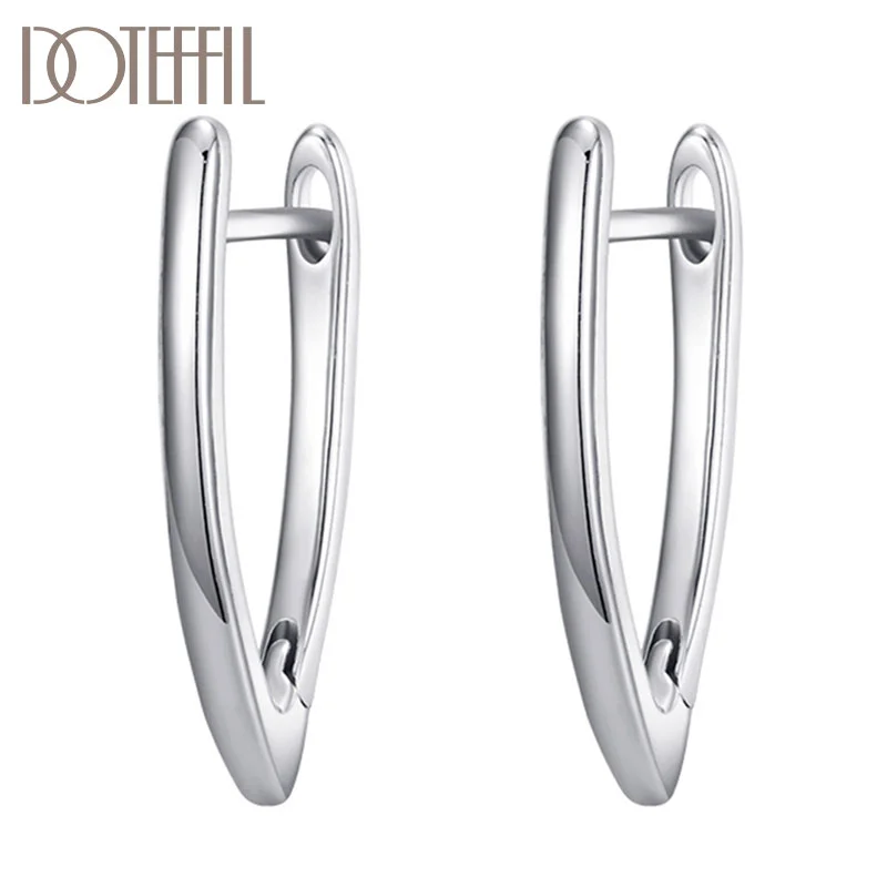 DOTEFFIL 925 Sterling Silver/18K Gold/Rose Gold Charm Earrings For Women Jewelry
