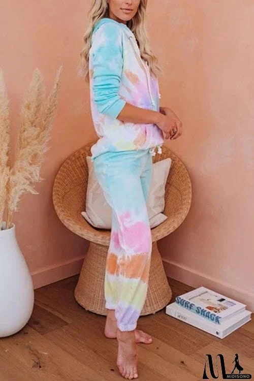 MidiSono - Tie Dye Flower Casual Hoodie