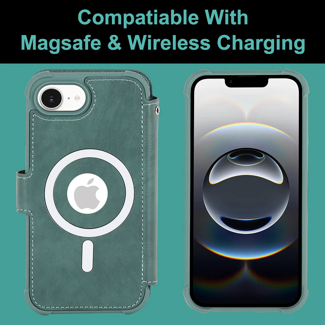VANAVAGY Compatible for iPhone 16e Wallet Case for Magsafe Wireless Charging