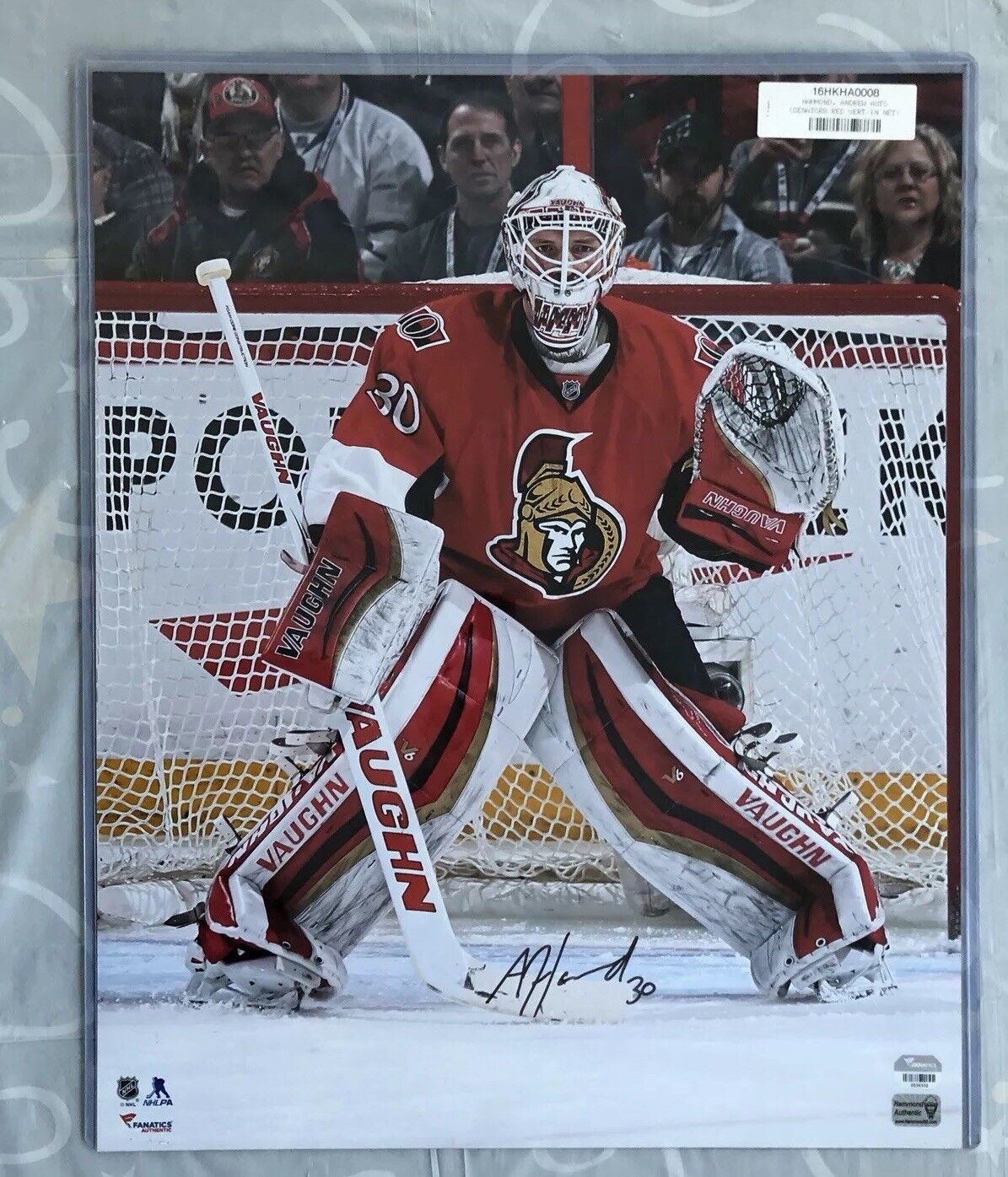 Andrew Hammond Signed 16x20 Photo Poster painting Fanatics COA Hamburglar Ottawa Senators