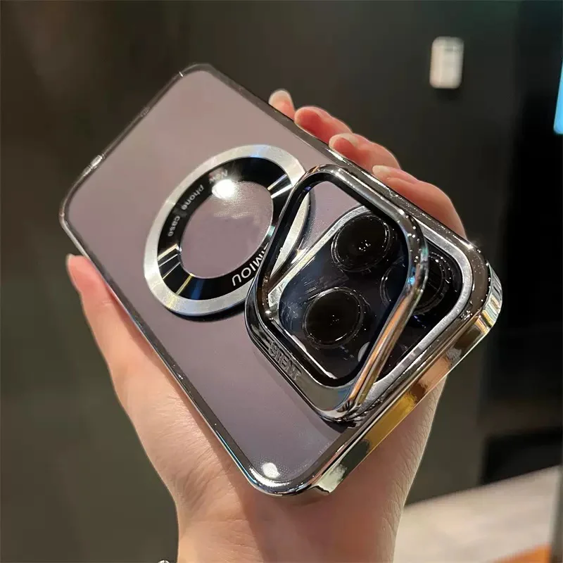 Lens support frame with exposed electroplated shell Cover For iPhone