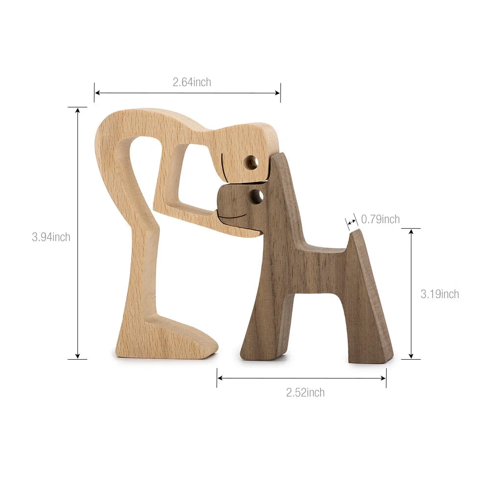 Adornos de madera Wooden Dog Craft Figurine Home Office Table Ornament Easter Decoration Love Dog Pet Lover Gifts oficina OEM 515-3
