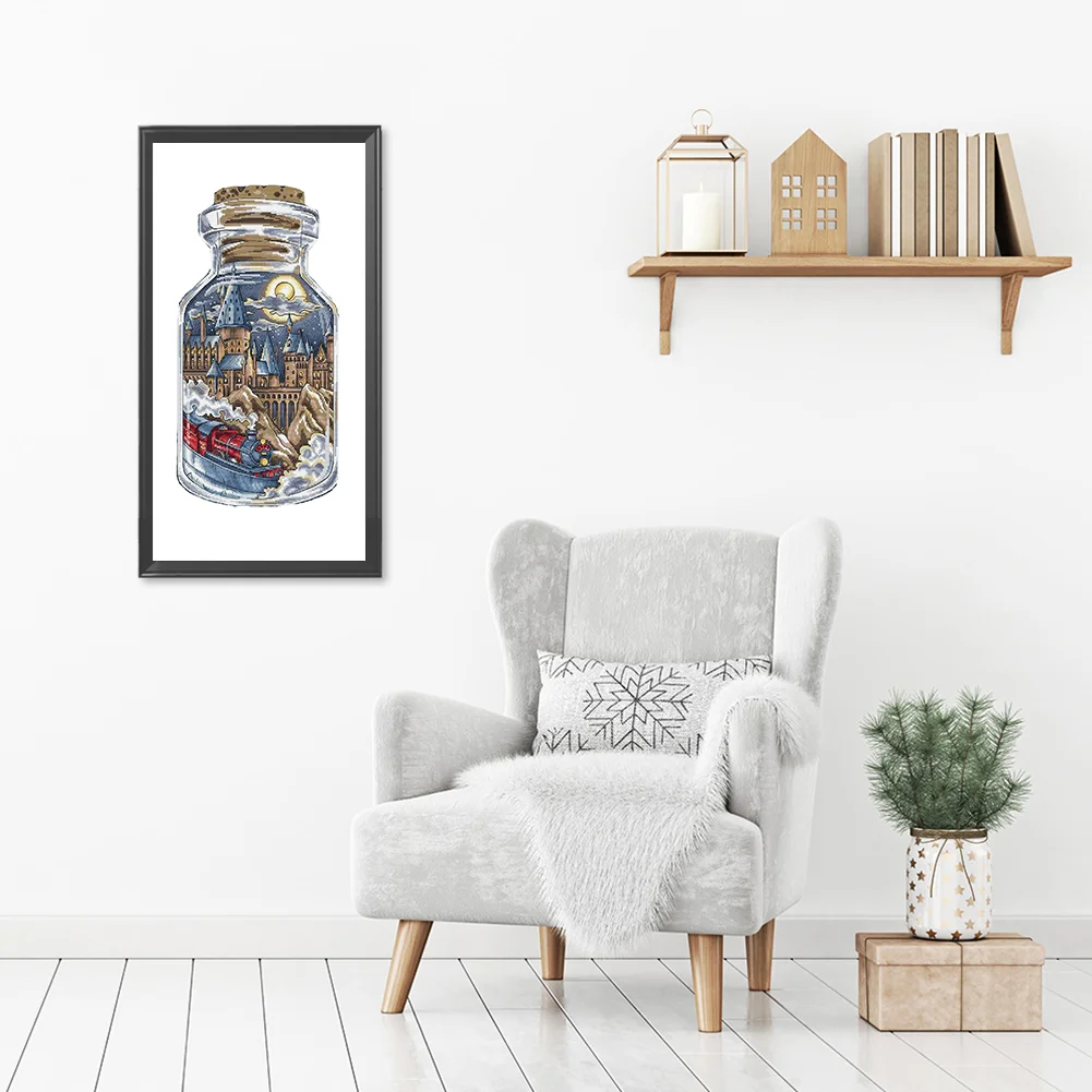 11ct Counted Cross Stitch - Castle in Bottle(19*37cm)