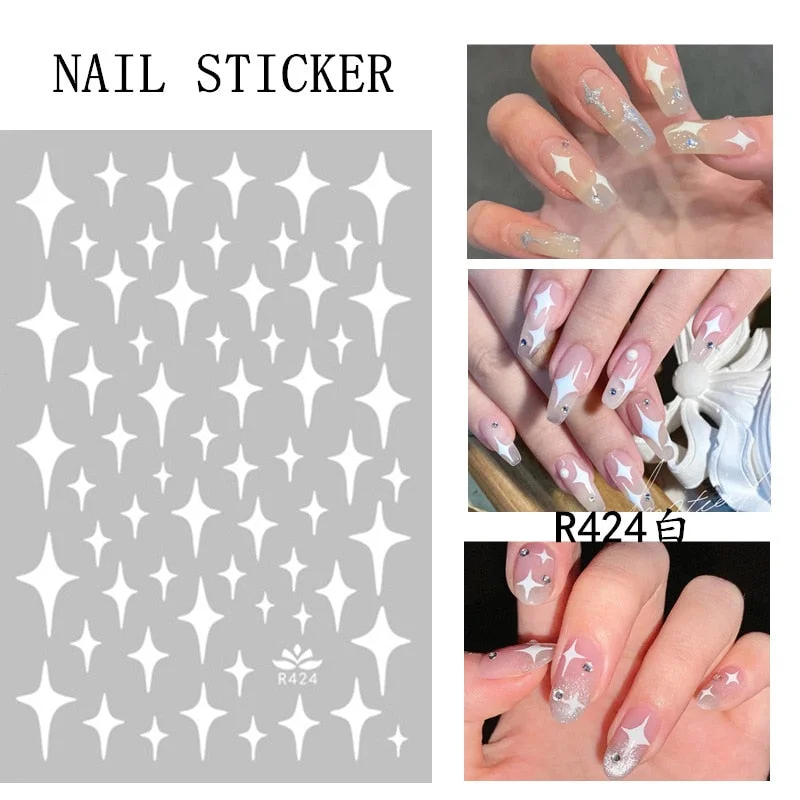 5D Star Love Nail Art Stickers Adhesive High Quality MultiColor Love Heart Stars Design DIY Nail Decals Foils Wraps Decorations-Nail Inspo
