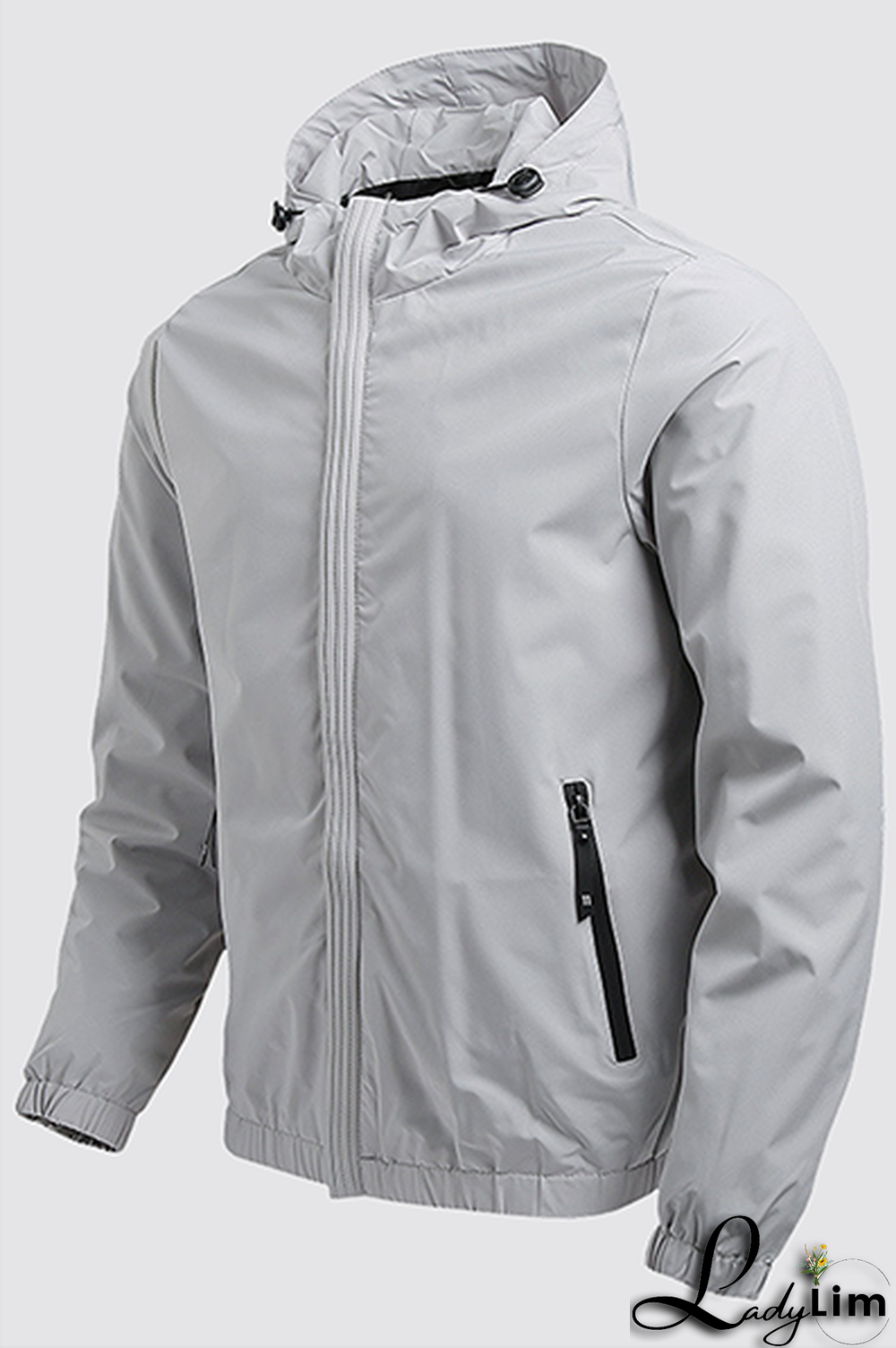 Dark Blue Casual Sportswear Solid Split Joint Zipper Hooded Collar Outerwear