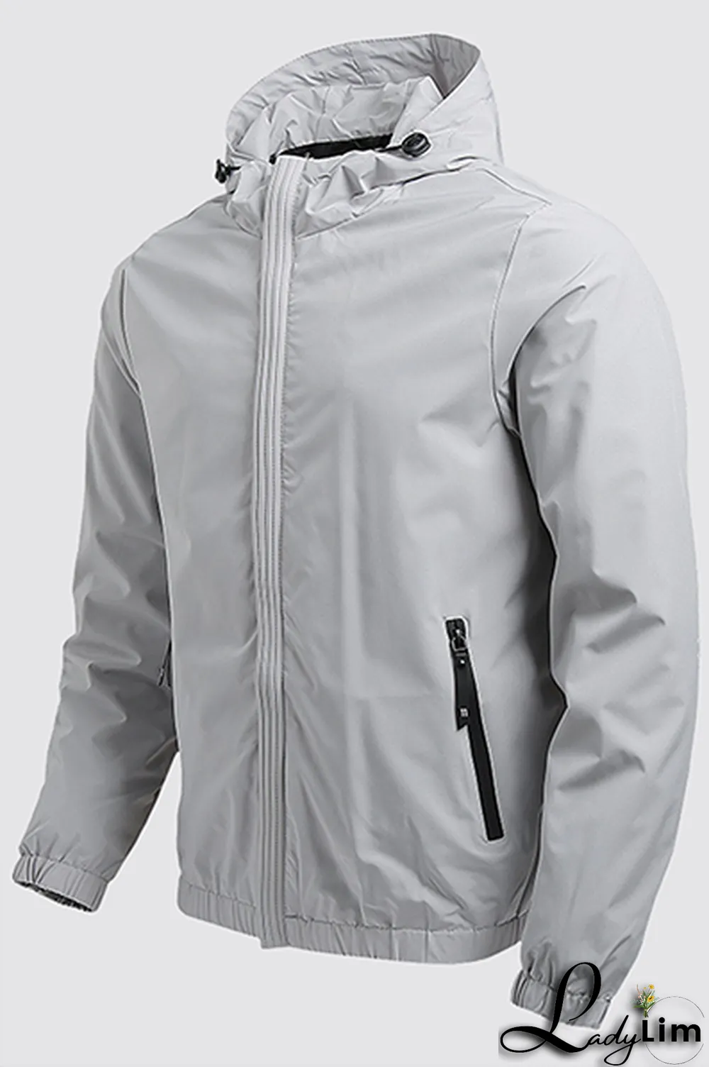 Dark Blue Casual Sportswear Solid Split Joint Zipper Hooded Collar Outerwear