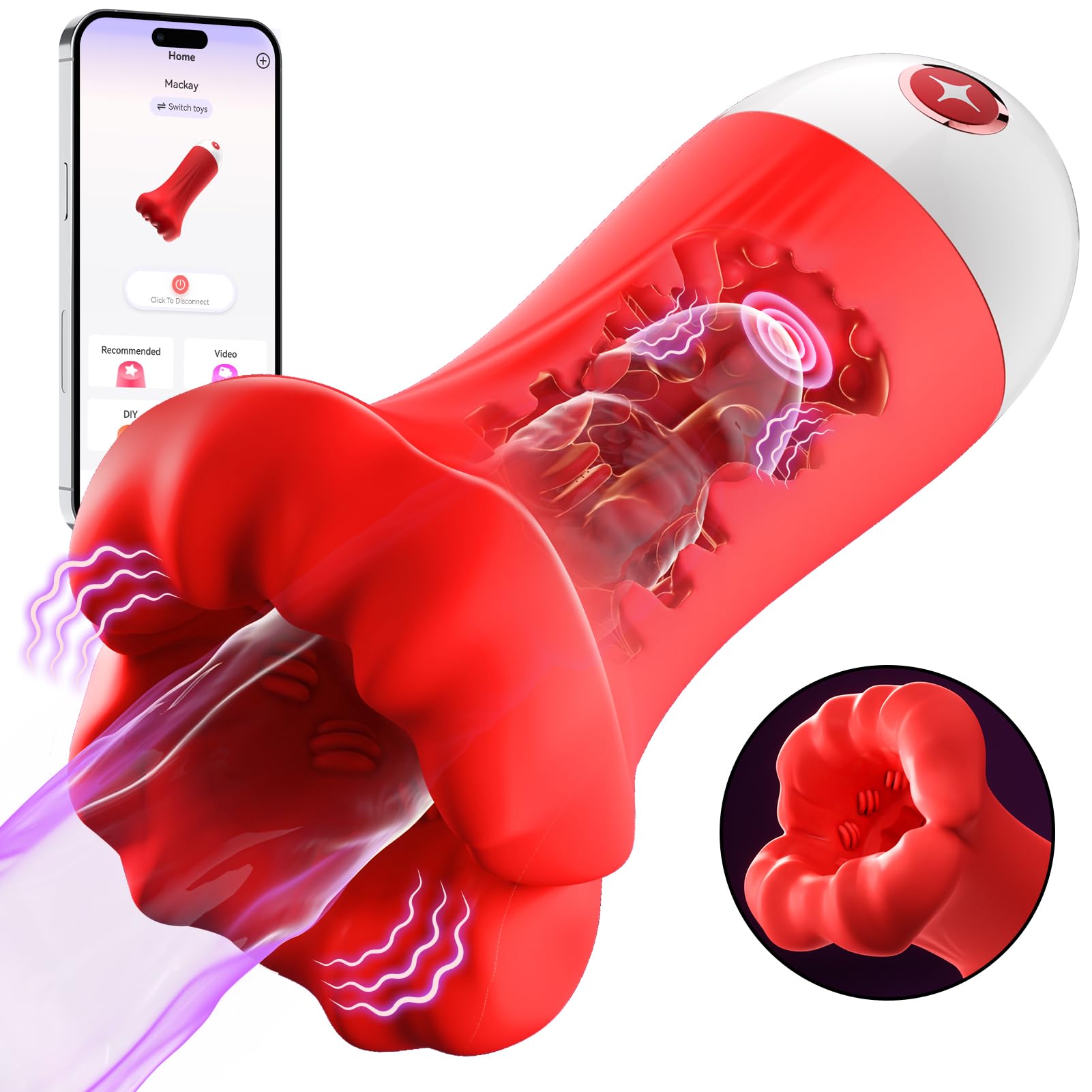 Big Mouth App Remote Control 9 Frequency Vibrating Penis Trainer - Rose Toy