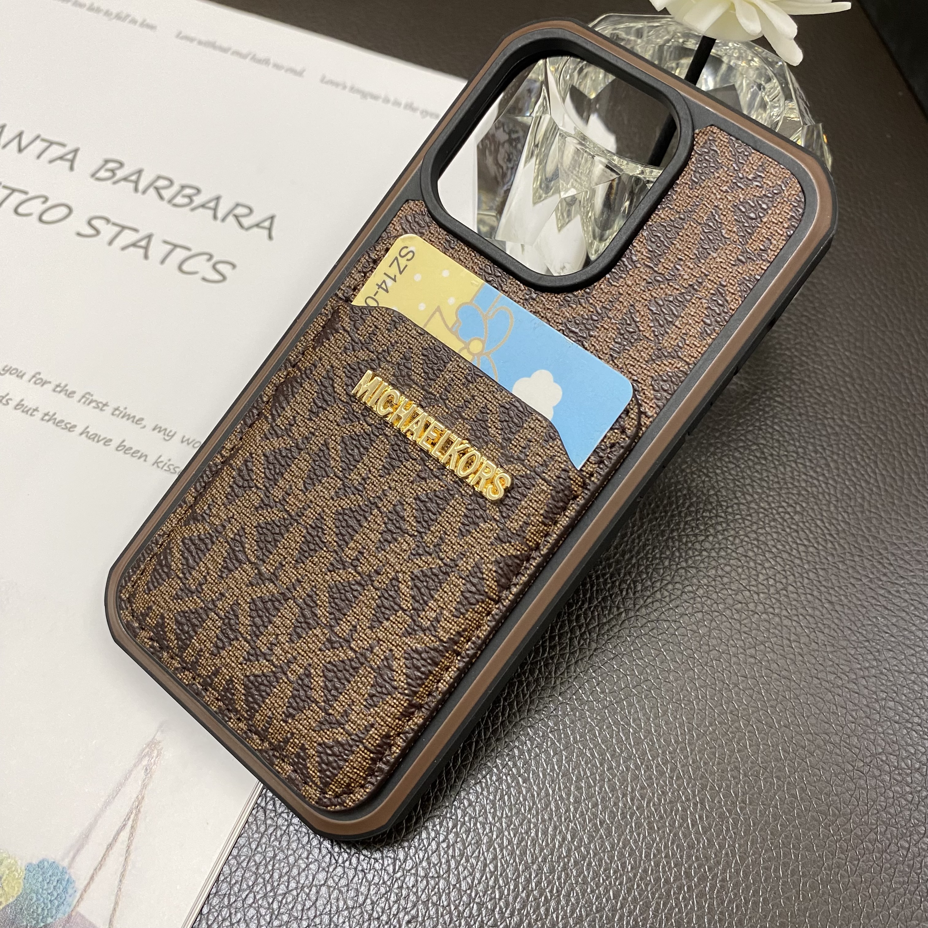 Luxury MK Back Card Slot Leather Apple iPhone Case