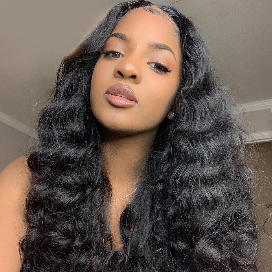 Mongolian Loose Deep Wave 4x4 Lace Front Human Hair Wigs-elleschic