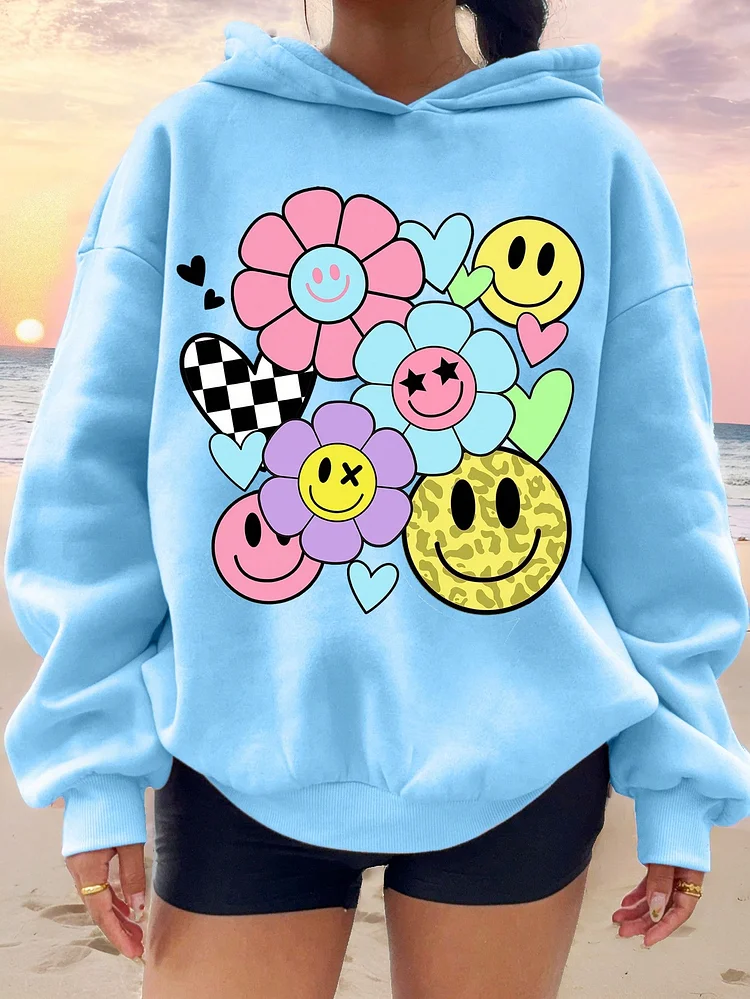Casual Loose Fit Pullover Hoodie Sweatshirt, Thick Fabric For Teens, Suitable For Autumn & Winter