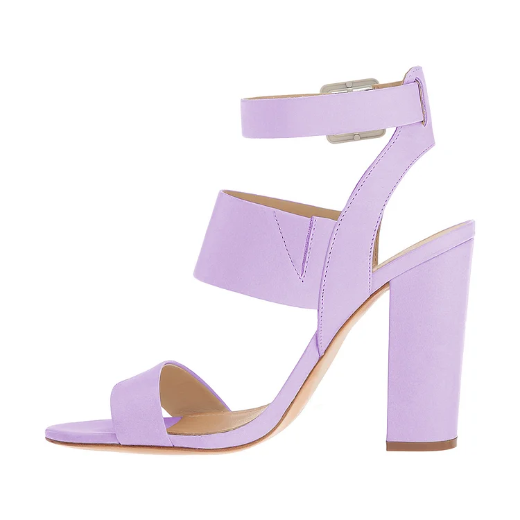 Lavender Open-Toe Swann Block Heels For Women – Monrow Shoes
