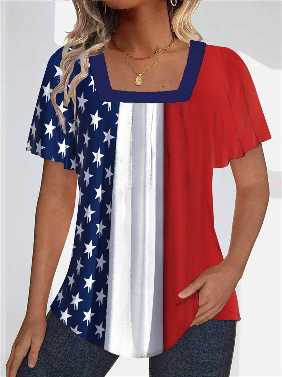 Women's Short Sleeve U-neck Graphic Top