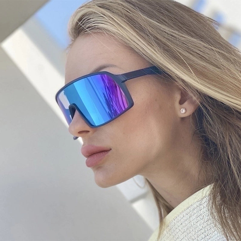 Punk Streetwear Solid Color Pc Special-shaped Mirror Full Frame Sports Sunglasses