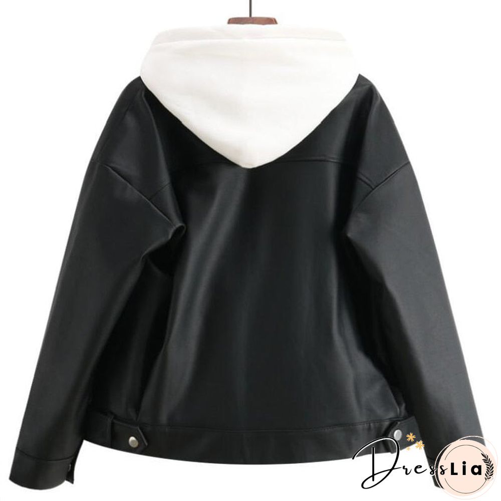 New Arrival Women Autumn Winter Leather Jacket Oversized Boyfriend Korean Style Female Faux Coat Outwear Black Bike Jacket