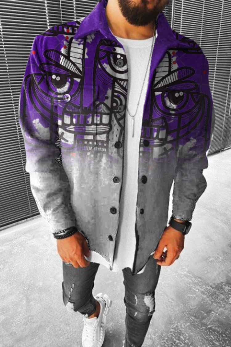Tiboyz Fashion Men's Gradient Abstract Shirt Jacket